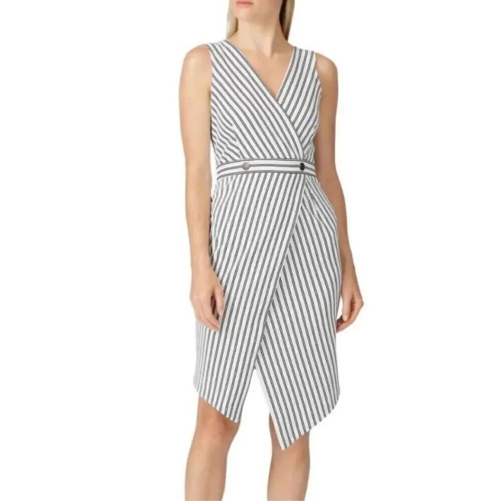 Hutch Dixie Sheath Dress Striped Sleeveless Size XXL White/Black VNeck